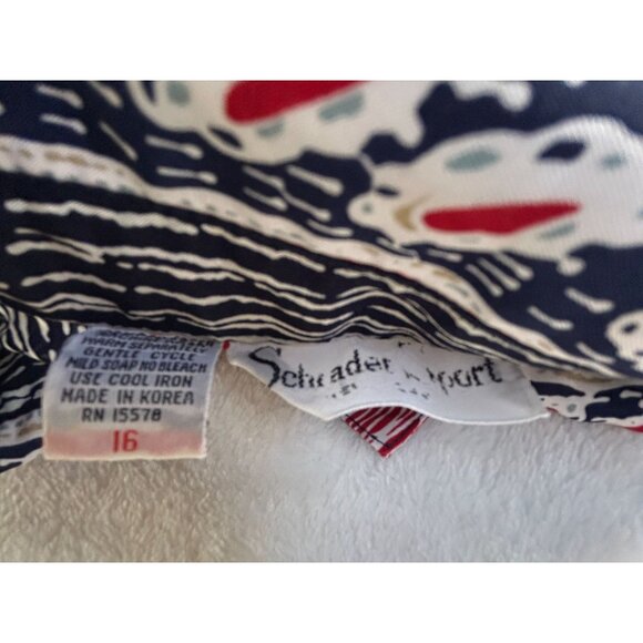 Vintage 80s Schrader Sport Womens Striped Midi Shirt Dress Size 16 Navy/White - Picture 3 of 6